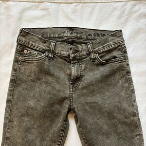 7 For All Mankind Olive Green Wash Skinny Jeans